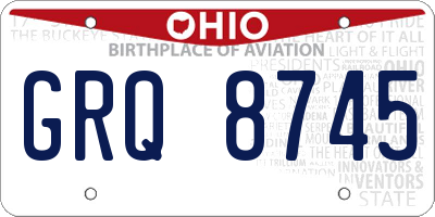 OH license plate GRQ8745