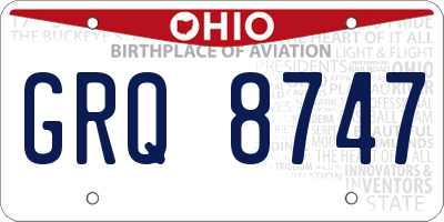 OH license plate GRQ8747