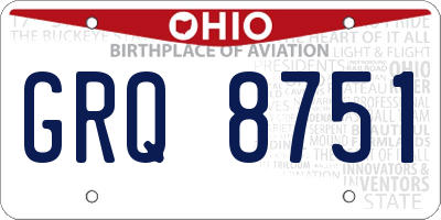 OH license plate GRQ8751