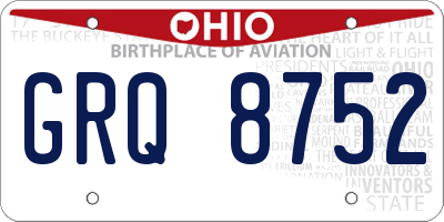 OH license plate GRQ8752