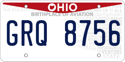 OH license plate GRQ8756