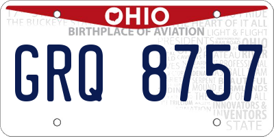 OH license plate GRQ8757