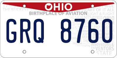 OH license plate GRQ8760