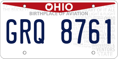 OH license plate GRQ8761