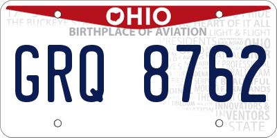 OH license plate GRQ8762