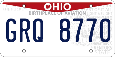 OH license plate GRQ8770