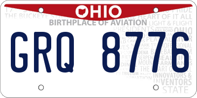 OH license plate GRQ8776