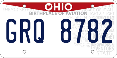 OH license plate GRQ8782