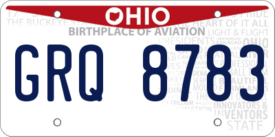 OH license plate GRQ8783