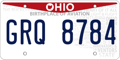 OH license plate GRQ8784