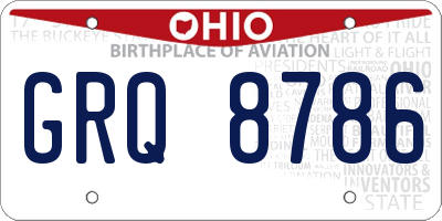 OH license plate GRQ8786