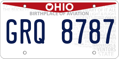OH license plate GRQ8787