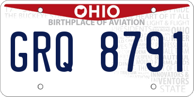 OH license plate GRQ8791