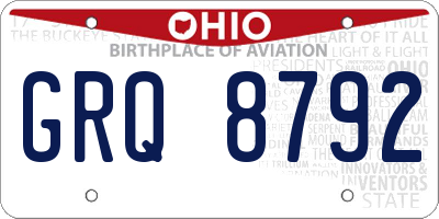 OH license plate GRQ8792