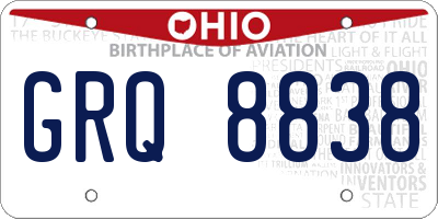 OH license plate GRQ8838