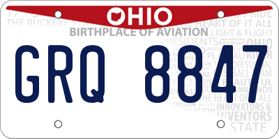 OH license plate GRQ8847