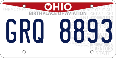 OH license plate GRQ8893