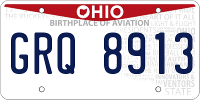 OH license plate GRQ8913