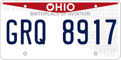 OH license plate GRQ8917
