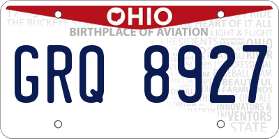 OH license plate GRQ8927
