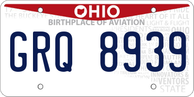 OH license plate GRQ8939