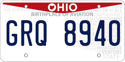 OH license plate GRQ8940