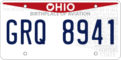 OH license plate GRQ8941