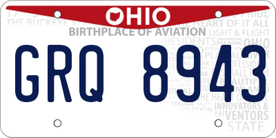 OH license plate GRQ8943