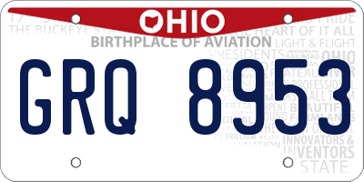 OH license plate GRQ8953