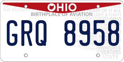 OH license plate GRQ8958