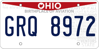 OH license plate GRQ8972