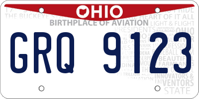 OH license plate GRQ9123