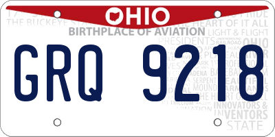 OH license plate GRQ9218