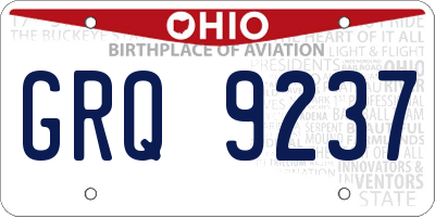 OH license plate GRQ9237