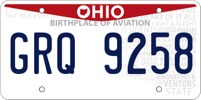 OH license plate GRQ9258