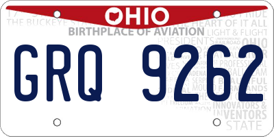 OH license plate GRQ9262