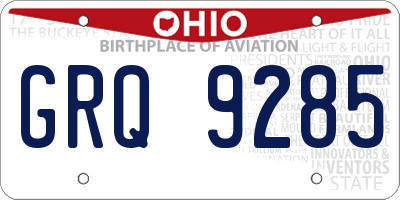 OH license plate GRQ9285