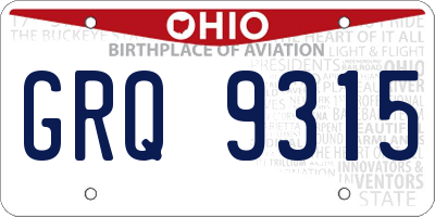 OH license plate GRQ9315