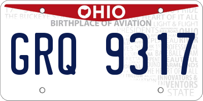 OH license plate GRQ9317
