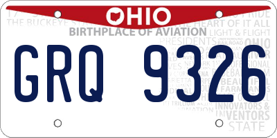 OH license plate GRQ9326