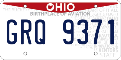 OH license plate GRQ9371