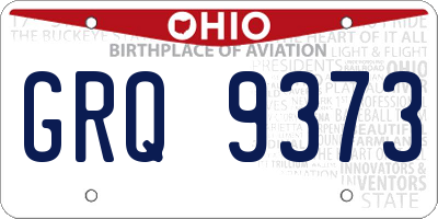 OH license plate GRQ9373