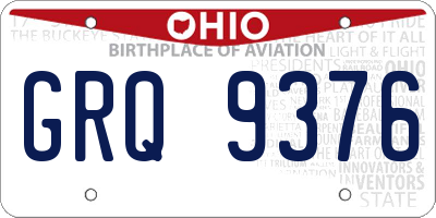 OH license plate GRQ9376