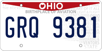 OH license plate GRQ9381