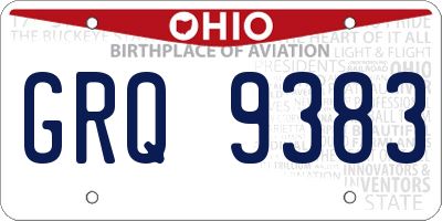 OH license plate GRQ9383