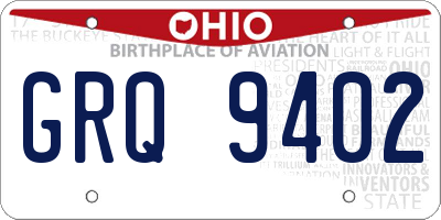 OH license plate GRQ9402