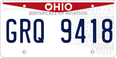 OH license plate GRQ9418