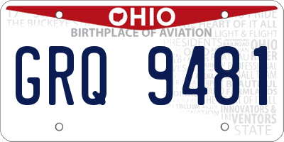 OH license plate GRQ9481