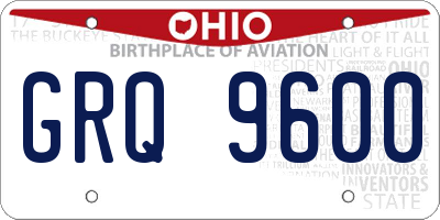 OH license plate GRQ9600