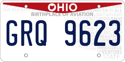 OH license plate GRQ9623